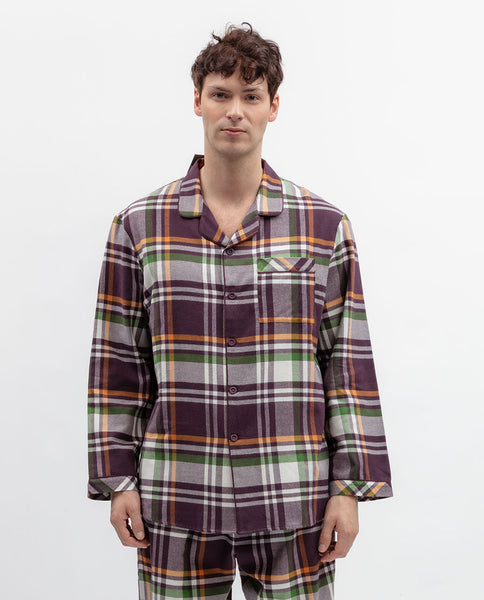 Wild Slumber Mens Lightly Brushed Check Pyjama Top