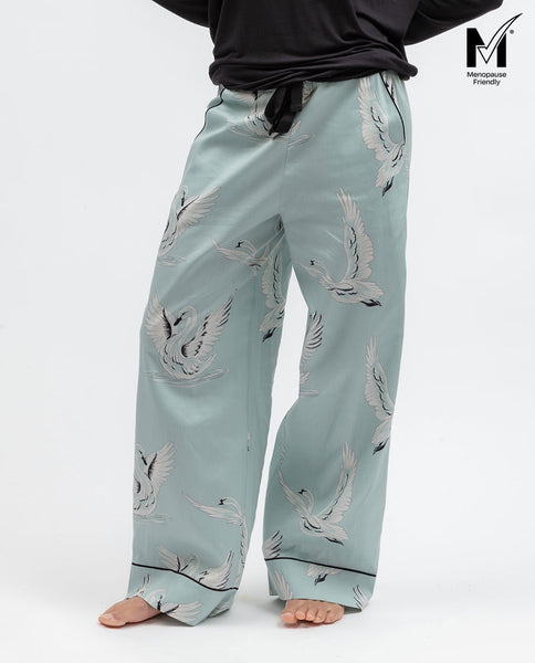Grace Womens Swan Print Wide Leg Pyjama Bottoms