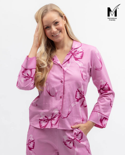 Belle Womens Bow Print Pyjama Top