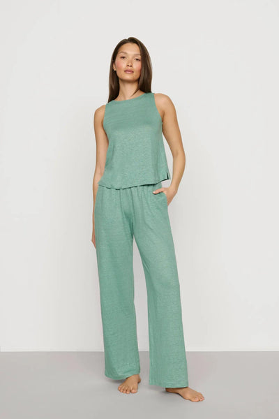 Organic Linen Knit Boat Neck Crop Tank