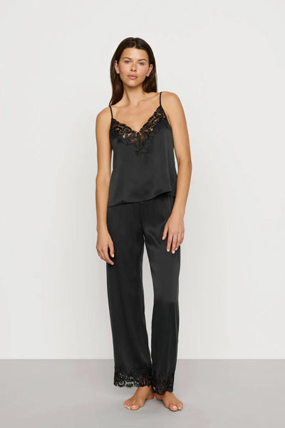 Washable Silk with Lace Embroidery Cami & Pant PJ Set