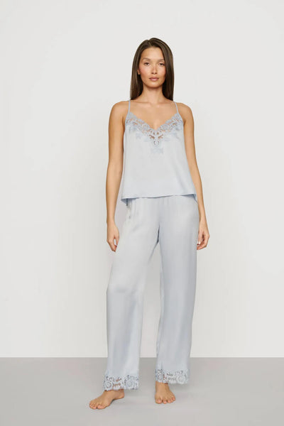 Washable Silk with Lace Embroidery Cami & Pant PJ Set